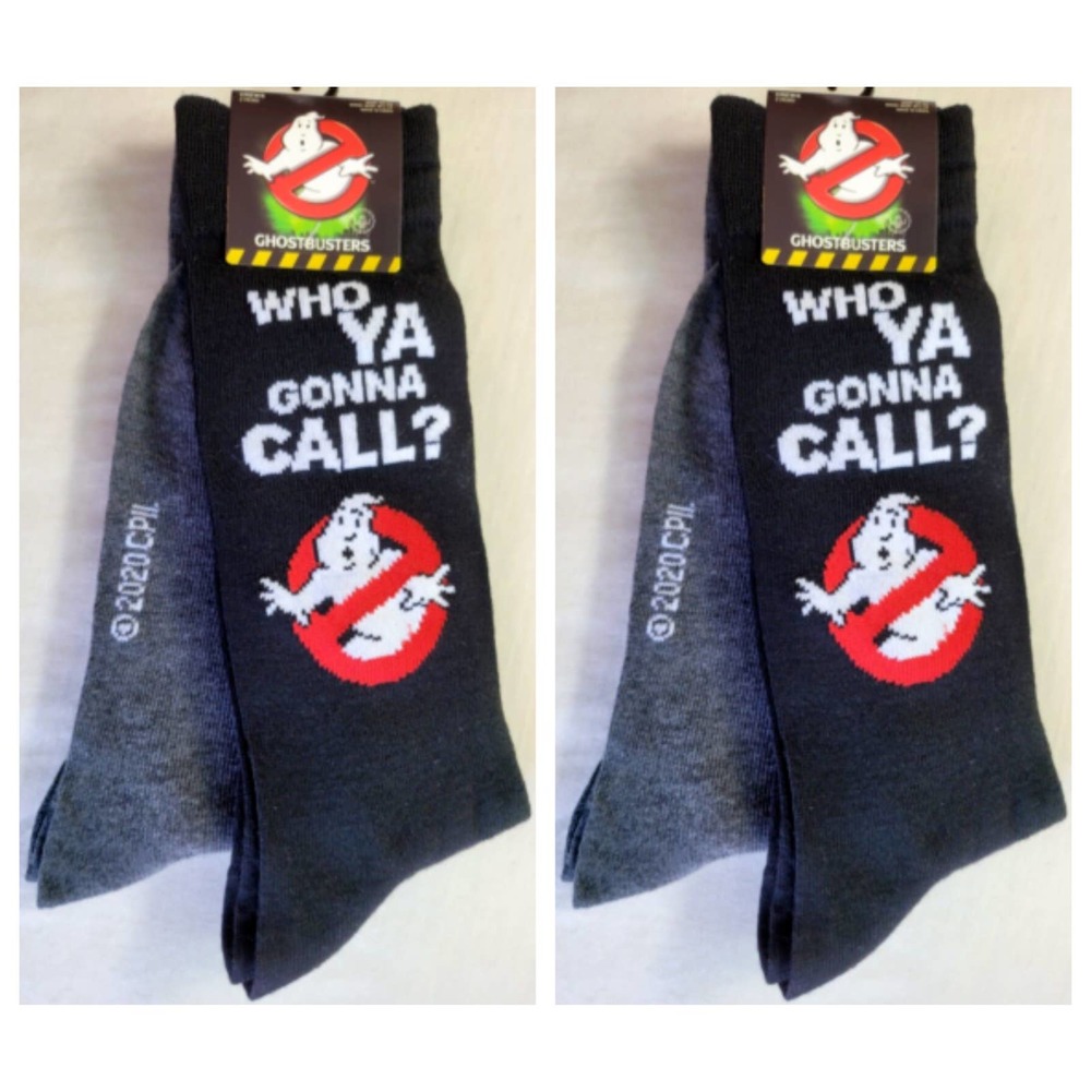 Ghostbusters Men's Crew Socks 4 Pack Large 10-13 Black Gray Who Ya Gonna Call